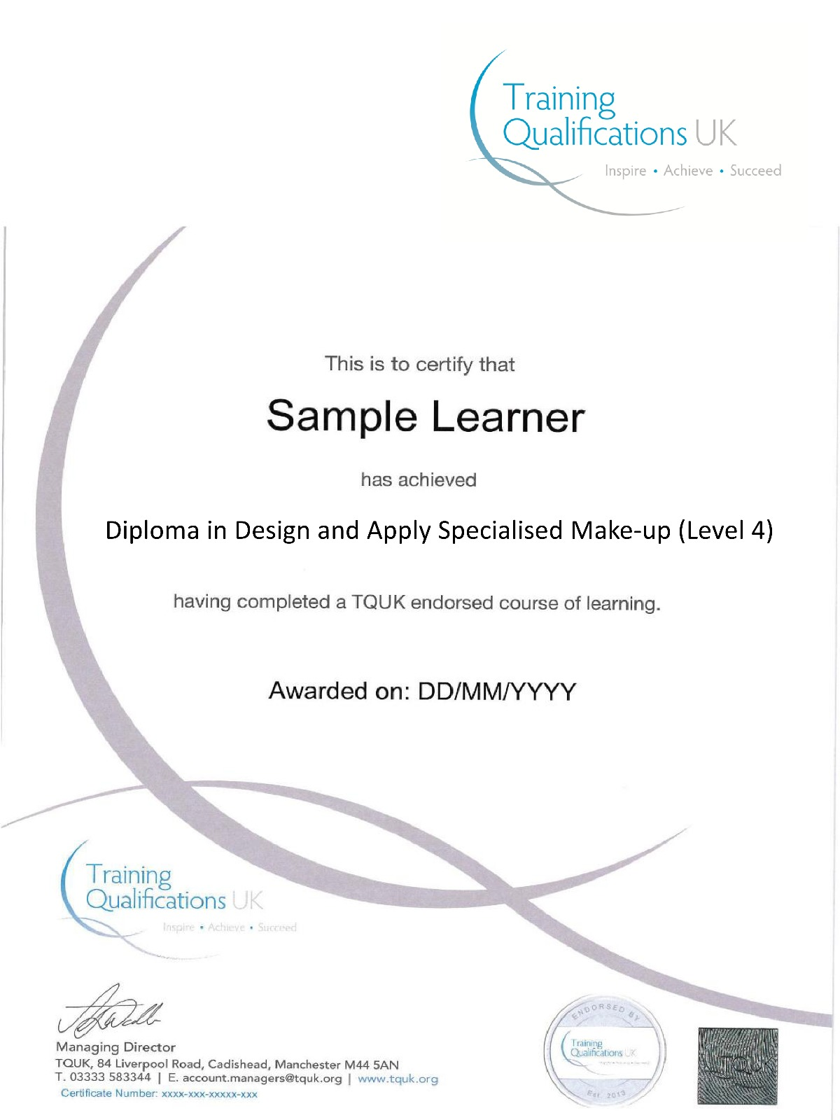 TQUK Diploma in Design and Applied Specialised Make Up (level 4)